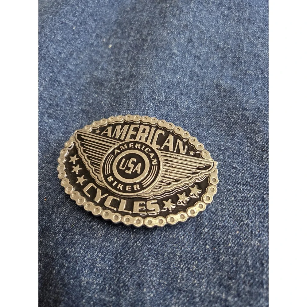 American Cycles USA Enamel Motorcycle Belt Buckle - Made in USA
